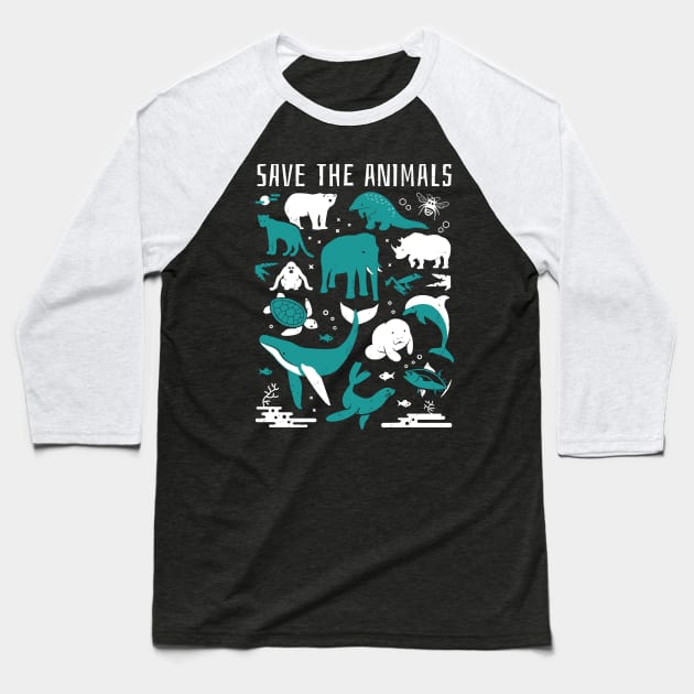 Save The Animals - Endangered Animals Baseball T-Shirt by bangtees